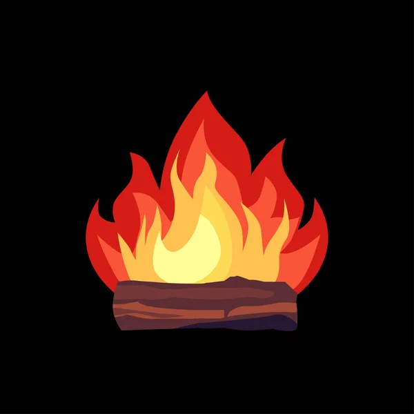 Foc Lemn Foc Ilustrare Design Poate Izolat Fundal Negru — Vector de stoc