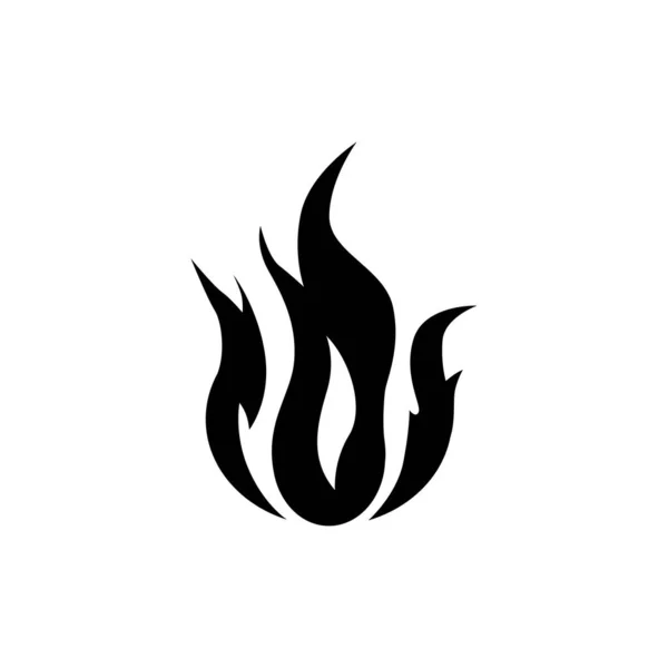 Foc Logo Negru Alb Siluetă Design Plat Izolat Fundal Alb — Vector de stoc