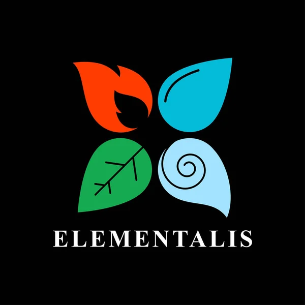 Eleentalis logo ikonu vektör illüstrasyonu. Dört element (Ateş, Hava, Su, Toprak) sembolleri. simge silueti resimleme vektörü siyah arkaplanı izole etti