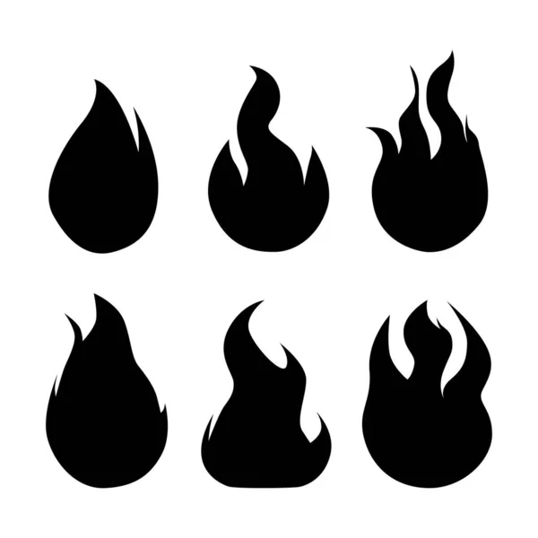 Foc Set Icon Vector Siluetă Ilustrare Izolat Fundal Alb — Vector de stoc