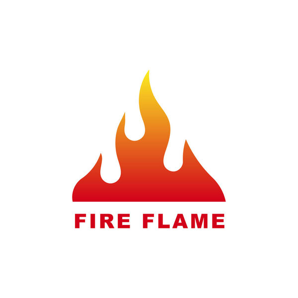 огненного пламени логотип векторного градиента цвета красный и желтый. треугольный огонь изолированный белый фон