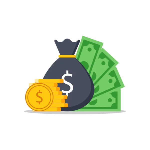 Para çantası gibi para, bozuk para ve banknot yığını.