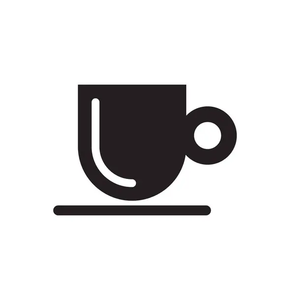 Kávé Csésze Ikon Fekete Fehér Sziluett Design Vektor — Stock Vector