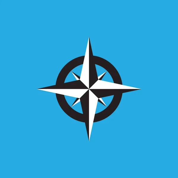 Mavi arkaplanda pusula simgesi vektörü izole edildi