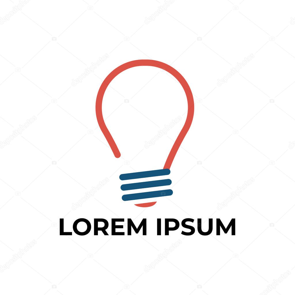 Lamp logo, creativity, idea, red and blue vector