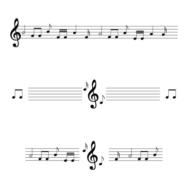 Notas Musicales Divisores Texto Divisores Párrafos Bordes Marcos Separadores — Vector de stock