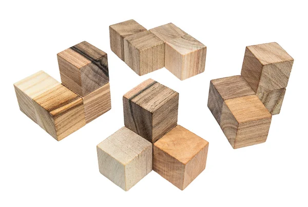 Formas Geométricas Feitas Cubos Madeira Elementos Gráficos Formas — Fotografia de Stock