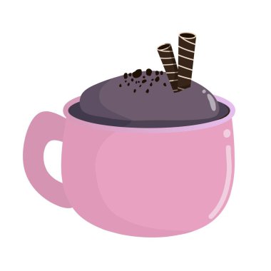 taro aromalı tatlı tabağı gofret ve çikolata parçaları, vektör illüstrasyon