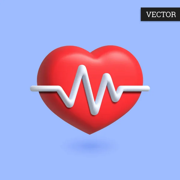 Herz Mit Herzschlaglinie Symbol Cartoon Stil Illustration Des Herzschlagpulses Designelement — Stockvektor