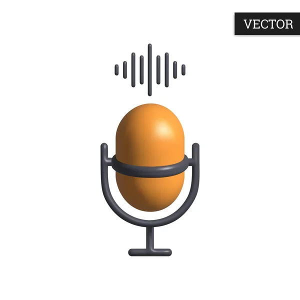 Mikrofon Symbol Cartoon Stil Aus Plastik Audiogeräte Für Sendungen Und — Stockvektor