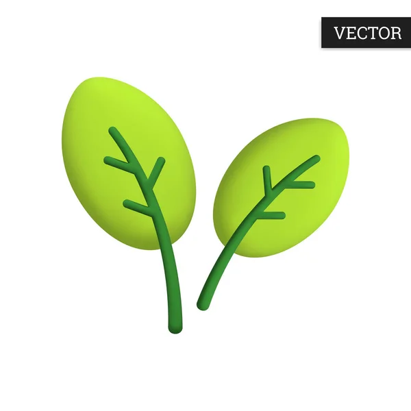 Leaf Tree Icon Cartoon Style Зеленые Листья Элемент Дизайна Векторная — стоковый вектор