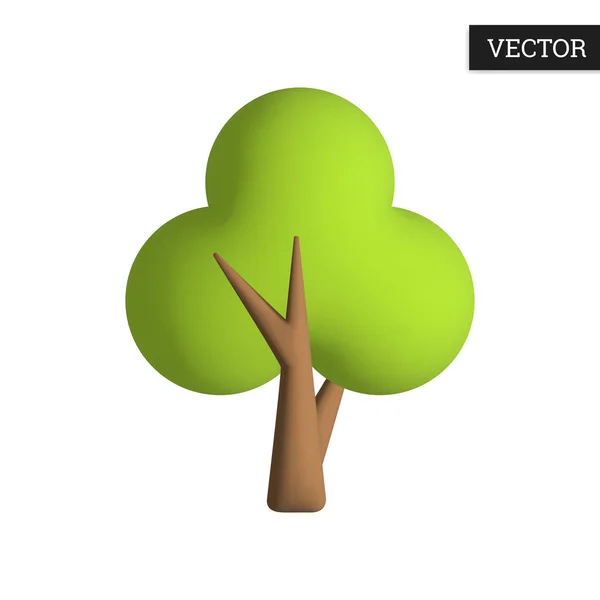 树3D图标 卡通风格的绿树 设计元素 矢量说明 — 图库矢量图片