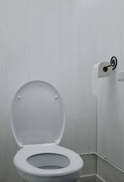 Біла Туалетна Кімната Туалетний Папір Раковина Чиста Композиція — стокове фото