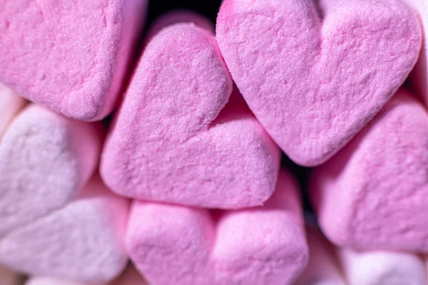 Candy Marshmallow Marshmallow Heart Shape Black Background — Stock Photo, Image