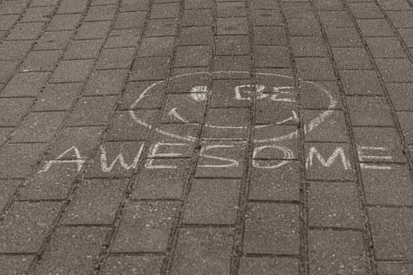 stock image The inscription on the sidewalk 