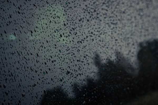Raindrops Car Rainy Weather Soft Selective Focus Artificially Created Grainy — Stock Photo, Image