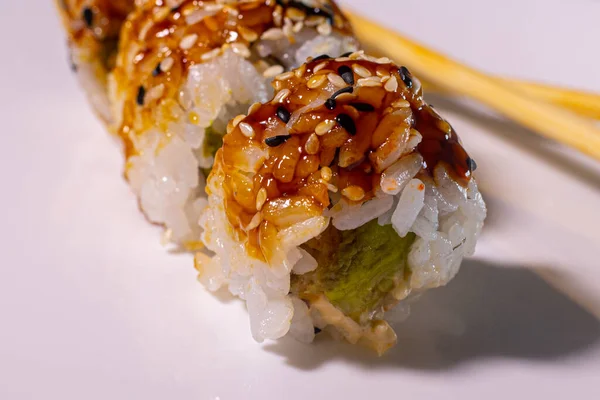 Liście Nori Ryż Ogórek Zestawy Sushi Łososiowe Różnych Smakach Sushi — Zdjęcie stockowe