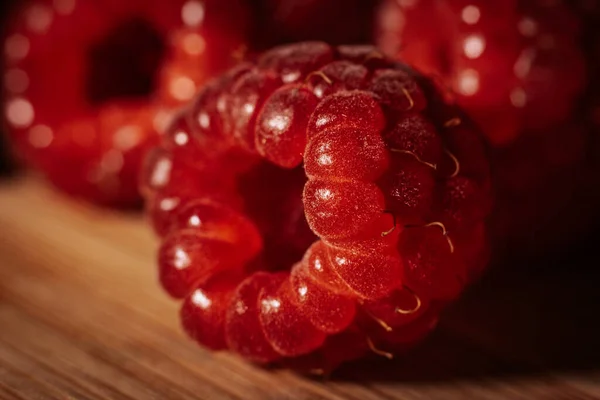 Segar Berry Raspberry Manis Latar Belakang Diet Sehat Close Merah — Stok Foto