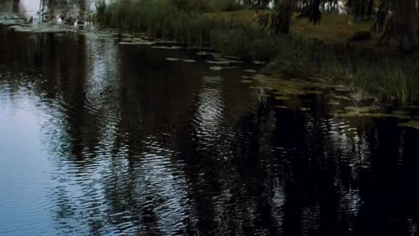 湖水在风中流动时 可以看到水花和浪花 — 图库视频影像