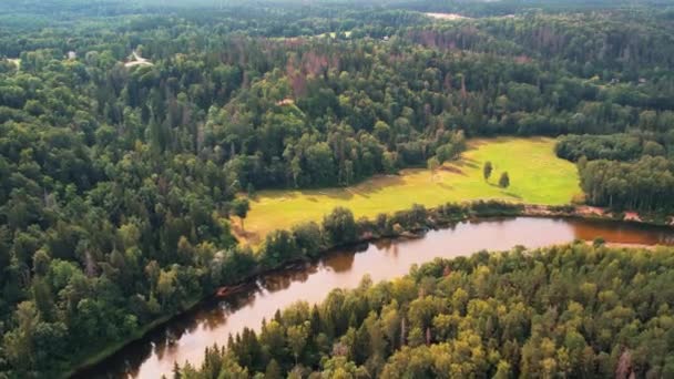 Rivière Gauja Dans Parc Naturel Letton Château Turaida Sur Les — Video