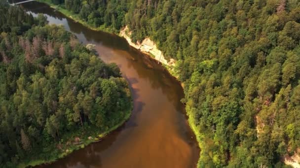 Letonya Doğa Parkındaki Gauja Nehri Gauja Kıyısındaki Turaida Kalesi Avrupa — Stok video