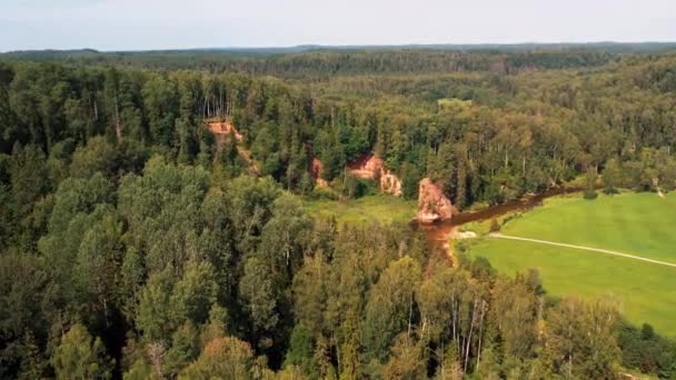 Rivier Gauja Het Letse Natuurpark Mooiste Rivier Aan Oever Van — Stockvideo