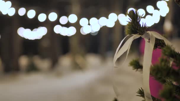 Natal Lampu Dan Acara Taman Perasaan Dekorasi Meriah Dan Orang — Stok Video