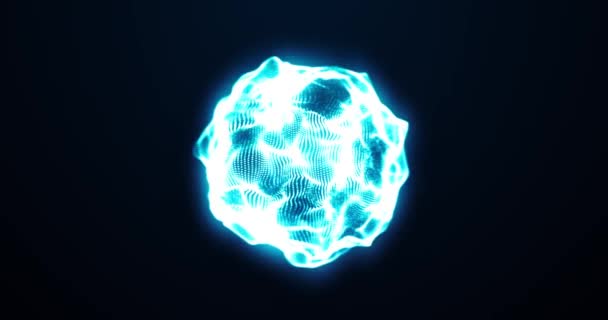 Esfera Partículas Azul Bola Energía Abstracta Ciencia Tecnología Fuente Energía — Vídeos de Stock