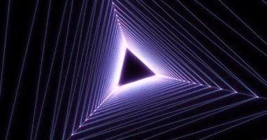 Siyah fütüristik arka planda hızla ilerleyen neon tüneli, soyut fütüristik tünelde neon ışığı ile bilim kurgu uçuşu, ağ için canlı çizgiler, büyük veri merkezi, sunucu, vj, internet, hız