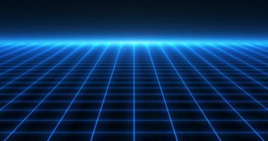 Soyut fütüristik, bilim-kurgu neon ızgarası veya kablo örgüsü mavi renk, teknoloji, Retro 80 'ler 