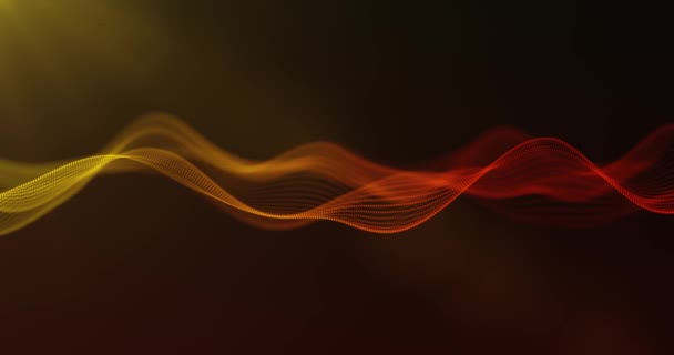 動き抽象的な未来的背景を持つデジタルオレンジ粒子波 サイバー技術 4Kシームレスループ — ストック動画