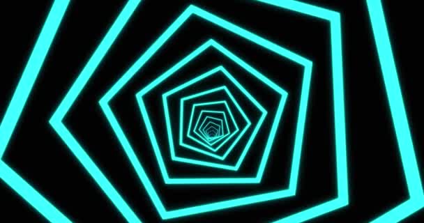 Abstrakt Neon Pentagon Tunnel Bevægelse Baggrund Digital Futuristisk Baggrund Sømløs – Stock-video