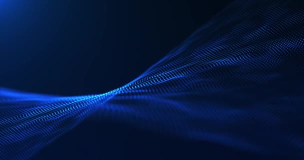 Ψηφιακό Δυναμικό Κύμα Αφηρημένο Κύμα Κινούμενα Σωματίδια Μπλε Φουτουριστικό Μπλε — Αρχείο Βίντεο