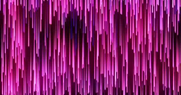 Líneas Caída Neón Abstractas Lluvia Partículas Brillantes Color Rosa Púrpura — Vídeos de Stock