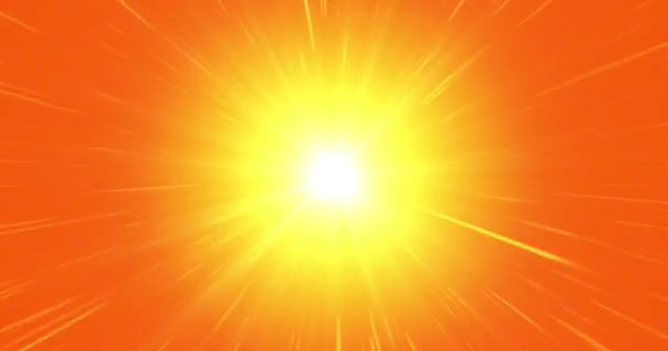 Güneş Tünelinin Animasyonu Güneşe Doğru Hareket Sarı Turuncu Işık Huzmeleri — Stok video