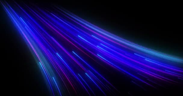 尼龙线运动 蓝紫色流 曲线抽象技术背景 运动中的光线 无缝回路 — 图库视频影像