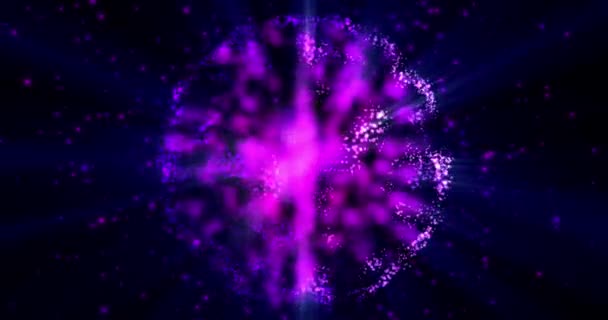 神奇的光球 粒子和波的能量球 用霓虹灯和散射光发光 粒子运动和发光 无缝循环 — 图库视频影像