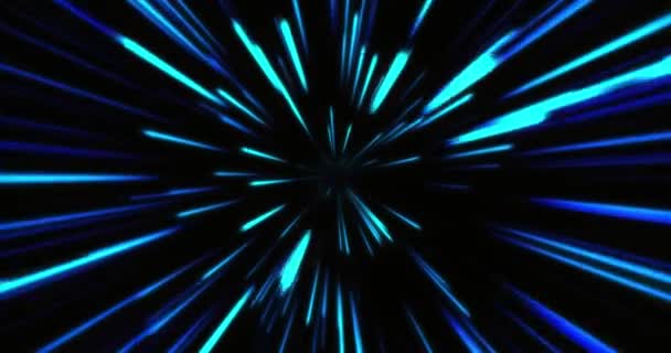Abstrakter Hintergrund Neonfliegender Lichtgeschwindigkeitslinien Hochgeschwindigkeits Animation Von Lichtlinien Bewegung Glühender — Stockvideo