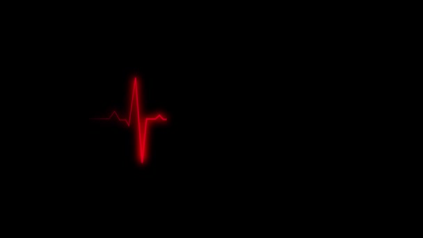 Kardiogram Serca Świecący Czerwony Puls Płynna Pętla — Wideo stockowe