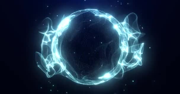 Абстрактная Светящаяся Сфера Энергетический Шар Ярко Светится Лучами Света Волшебные — стоковое видео
