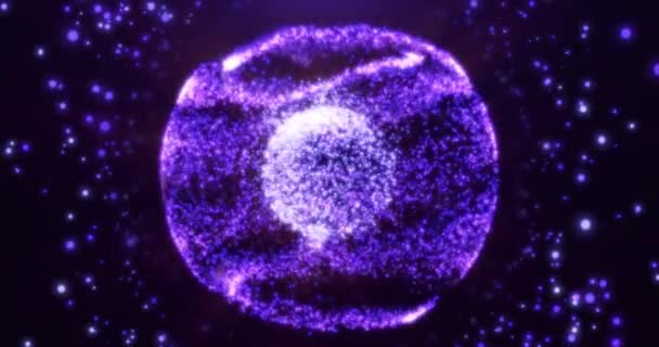 Esfera Brillante Mágica Abstracta Bola Partículas Púrpura Energía Fuente Luz — Vídeos de Stock