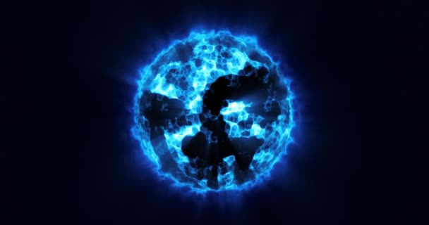 Синий Светящийся Плазменный Шар Взрывающийся Энергией Сфера Абстрактная Магическая Сфера — стоковое видео