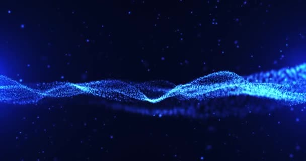 Абстрактні Хвилі Частинок Фонові Вогні Футуристичний Цифровий Фон Махають Гладкими — стокове відео