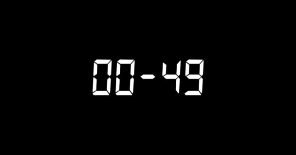 Countdown Timer Voor Een Minuut Seconden Witte Cijfers — Stockvideo