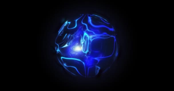 Αφηρημένη Μπλε Σφαίρα Πλάσματος Υγρή Μαγική Μπάλα Σφαιρική Ενεργειακή Μπάλα — Αρχείο Βίντεο