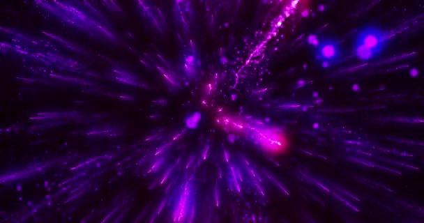 彩色霓虹灯粒子的爆炸 大爆炸 粉色紫色发光尘埃粒子的爆炸 光的速度 霓虹灯在运动 明亮的烟火 霓虹灯 无缝圈4K视频 屏幕保护动画 — 图库视频影像