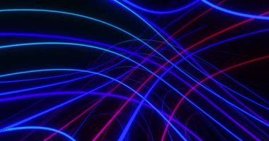 Soyut renkli lazer hatları, parlayan üç boyutlu çizgilerin rastgele hareketi. dijital arkaplan