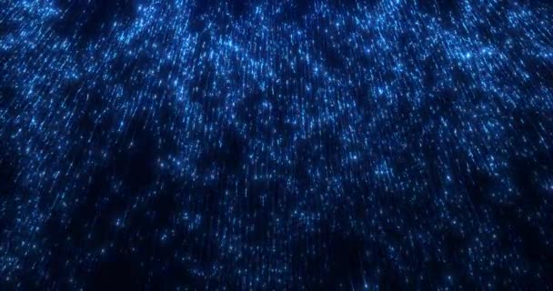 Abstracte Digitale Achtergrond Van Blauwe Sprankelende Gloeiende Delen Van Stippen — Stockvideo