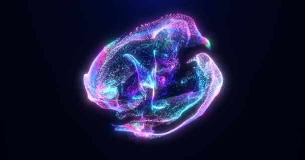 Rotation Abstrakt Futuristisk Form Rök Och Damm Partikelflöde Nebulosa Flytande — Stockvideo