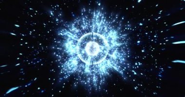 Soyut dijital klas arka plan, dairelerin ışık animasyonu, minimalist zarif tasarım, neon çemberlerden aydınlanma. Üç boyutlu kavram. Kusursuz döngü 